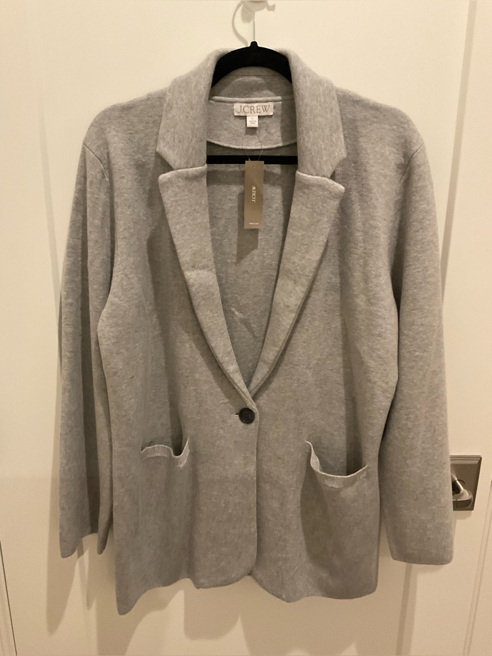 J. Crew Light Gray Knit Single-Button Blazer